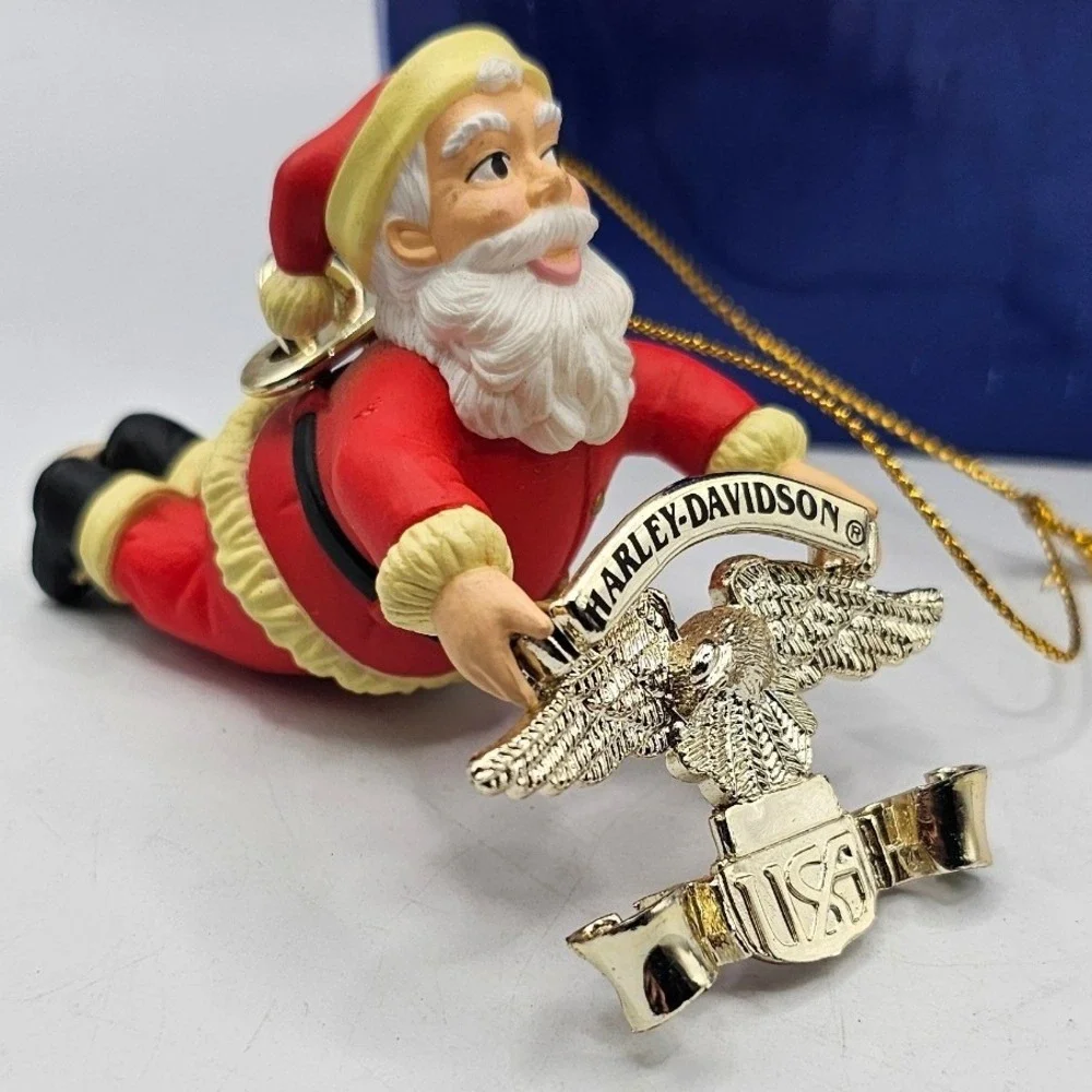 Harley-Davidson Christmas Ornament Lot of 3 Ridin Cool Santa Motorcycle Boxed